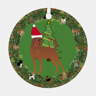 Ornement En Métal Père Noël Miniature Pinscher