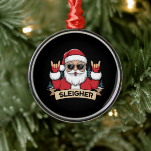 Ornement En Métal Père Noël Rockeur de Noël Traîneau de Noël