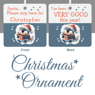 Ornement En Métal Père Noël stop ici nom mignon pingouin gris