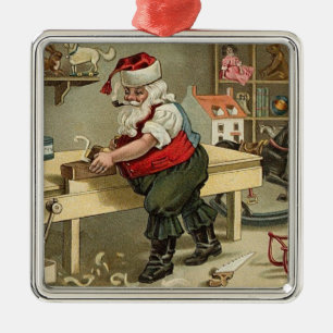 Ornement En Métal Père Noël vintage dans un atelier
