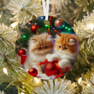 Ornement En Métal Persian Kittens Joyeux Noël