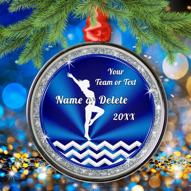 Ornement En Métal Personalized Christmas Tree Gymnast Ornament (Gymnastics Christmas Ornaments. Christmas gifts for gymnasts. Gymnastics Ornaments. Blue and White.)