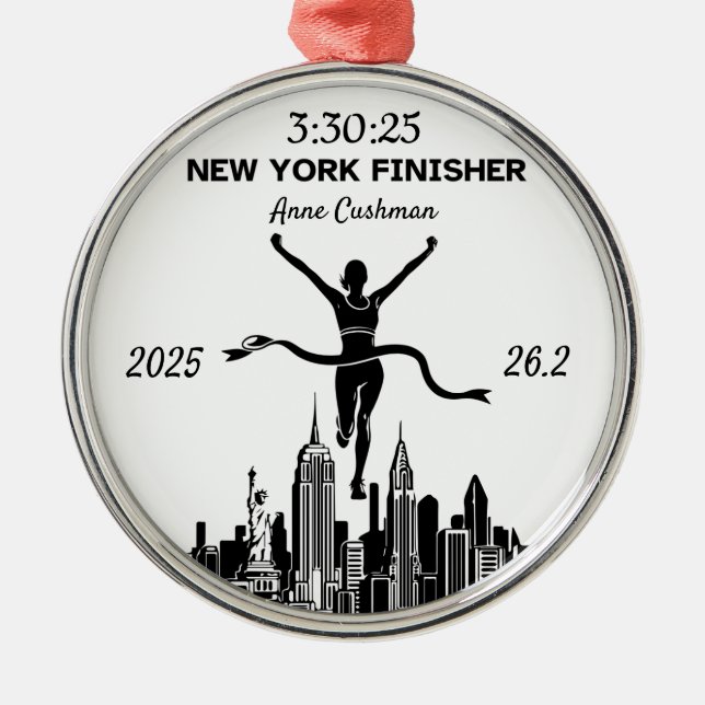 Ornement En Métal Personalized New York Marathon Finisher Gift (Devant)
