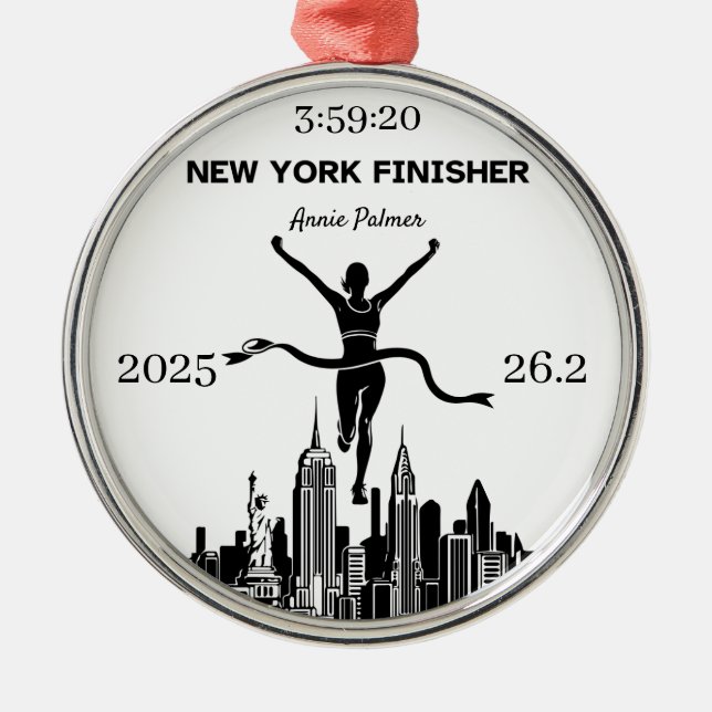 Ornement En Métal Personalized New York Marathon Finisher Ornament (Devant)