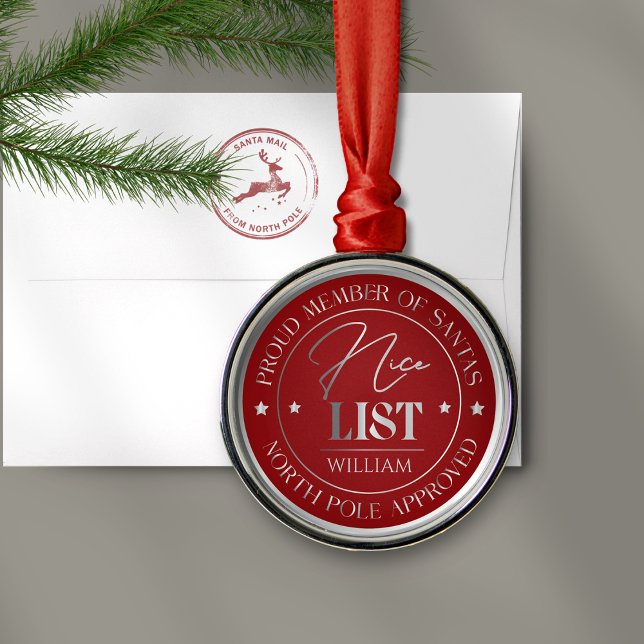 Ornement En Métal Personalized Nice List Medal Ornament (Créateur téléchargé)