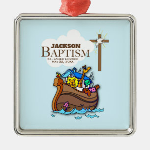 Ornement En Métal Personnalisable, Baby Boy Baptism Arche de Noah
