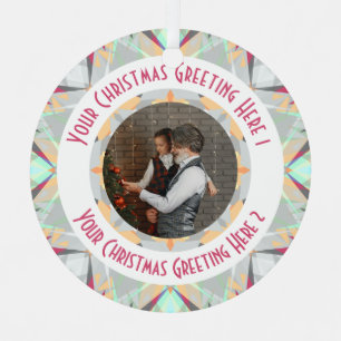 Ornement En Métal Personnalisé Christmas Star Winter Grey Photo Grey