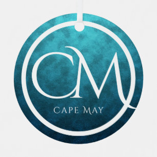 Ornement En Métal Personnalisé CM Cape May NJ Beach Noël