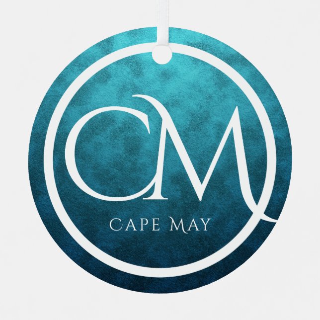 Ornement En Métal Personnalisé CM Cape May NJ Beach Noël (Recto)