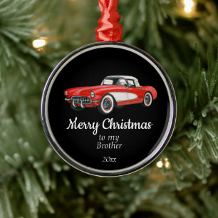 Ornement En Métal Personnalisé Date Noël Vintage Voiture Brother