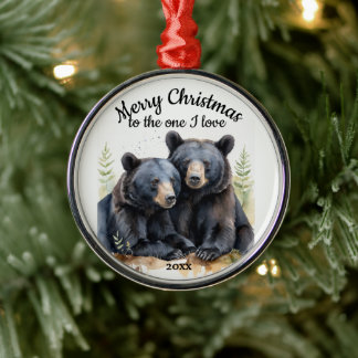 Ornement En Métal Personnalisé Daté Noir Ours Un I Love