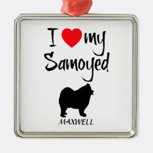 Ornement En Métal Personnalisé J'Aime Mon Samoyed