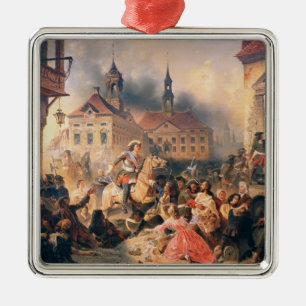 Ornement En Métal Peter le grand conquiert Narva en 1704, 1859