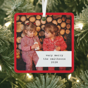 Ornement En Métal Petit ruban rouge à carreaux Noël Photo