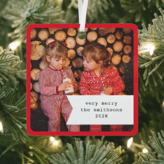 Ornement En Métal Petit ruban rouge à carreaux Noël Photo 