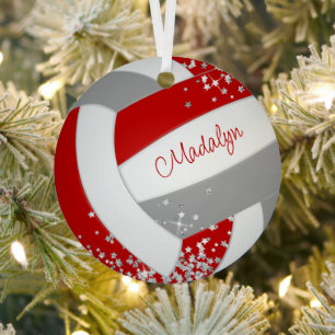 Ornement En Métal petites étoiles argentées volleyball rouge gris so