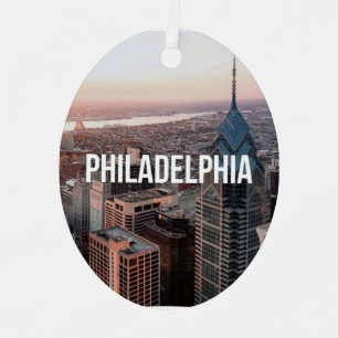 Ornement En Métal Philadelphie Skyline Vue aérienne Typographie Urba
