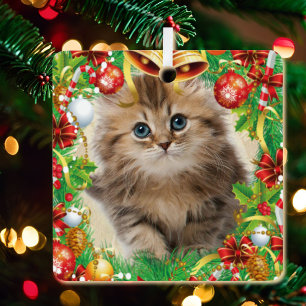Ornement En Métal Photo Animal de compagnie Christmas Chat Kitten No