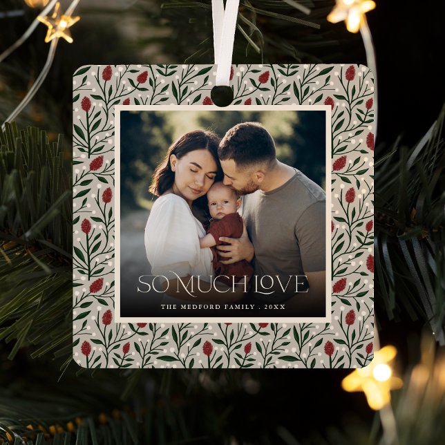 Ornement En Métal Photo classique de cadre floral de Noël (Créateur téléchargé)