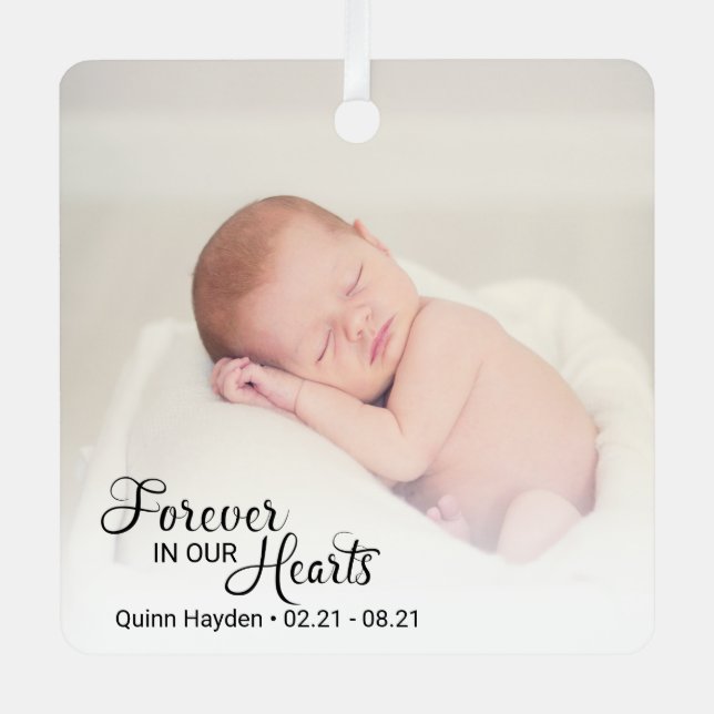 Ornement En Métal Photo Commémorative Pour Enfant Dans Nos Coeurs (Recto)
