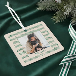 Ornement En Métal Photo de chien Premier Noël Woof Woof Sheet Music