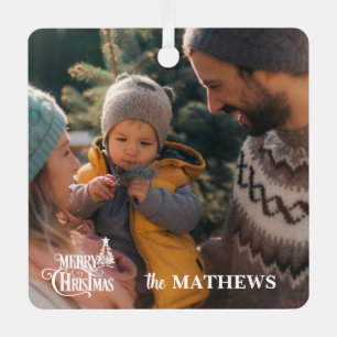 Ornement En Métal Photo de famille de Noël élégante