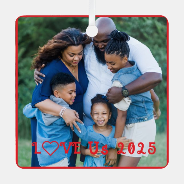 Ornement En Métal Photo de famille "LOVE US" PERSONNALISER (Recto)
