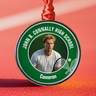 Ornement En Métal Photo de joueur de tennis vert pour Noël au lycée