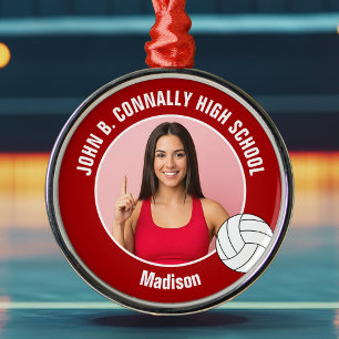 Ornement En Métal Photo de joueuse de volley-ball rouge Cadeau de No