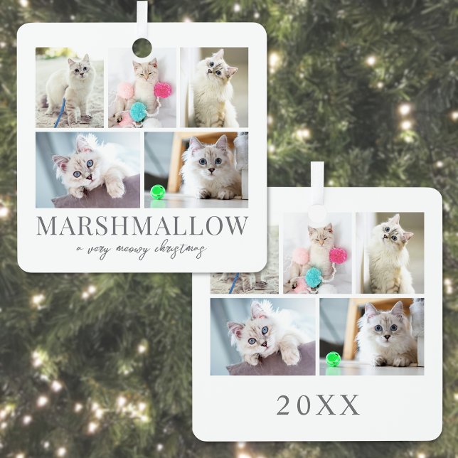 Ornement En Métal Photo de Noël de chat domestique (Cat Pet Photo Meowy Christmas Metal Ornament)