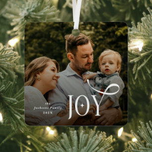 Ornement En Métal Photo de Noël de la famille Joy