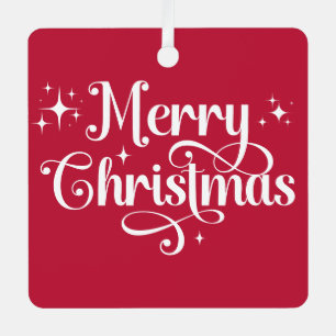 Ornement En Métal Photo de Noël minimaliste moderne rouge et blanc