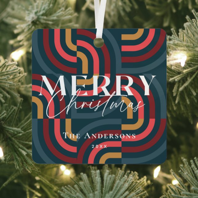 Ornement En Métal Photo de Noël Turquoise géométrique Maximale (Insitu)