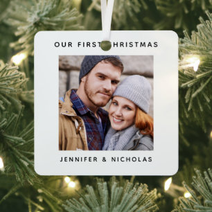 Ornement En Métal Photo de notre premier Noël de couple