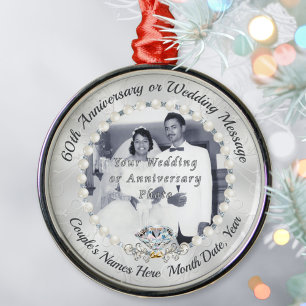 Ornement En Métal PHOTO Diamond, 60th Wedding Anniversary Ornaments
