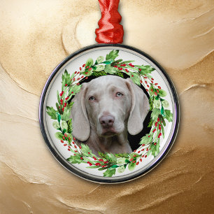 Ornement En Métal Photo DIY dans une bordure de houx de Noël pour an