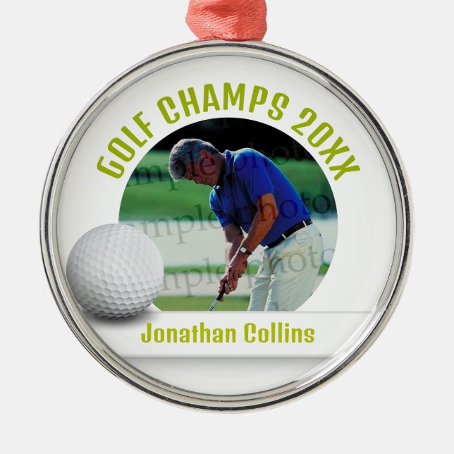 Ornement En Métal Photo du joueur de golf | Golf Champs 20XX (Devant)