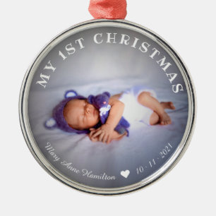 Ornement En Métal Photo du premier Noël de bébé