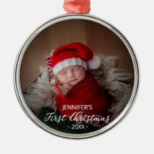 Ornement En Métal Photo du premier Noël de bébé