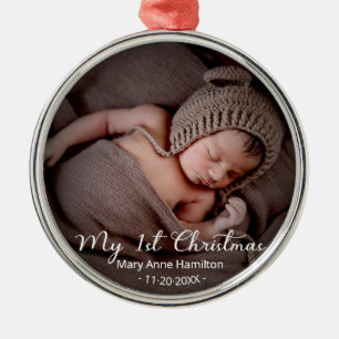 Ornement En Métal Photo du premier Noël de bébé