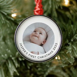 Ornement En Métal Photo du premier Noël de bébé