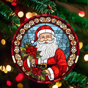 Ornement En Métal Photo et Père Noël Personnalisez le nom du texte