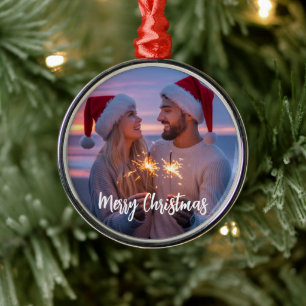 Ornement En Métal Photo et texte personnalisés Noël 2025 sur mesure
