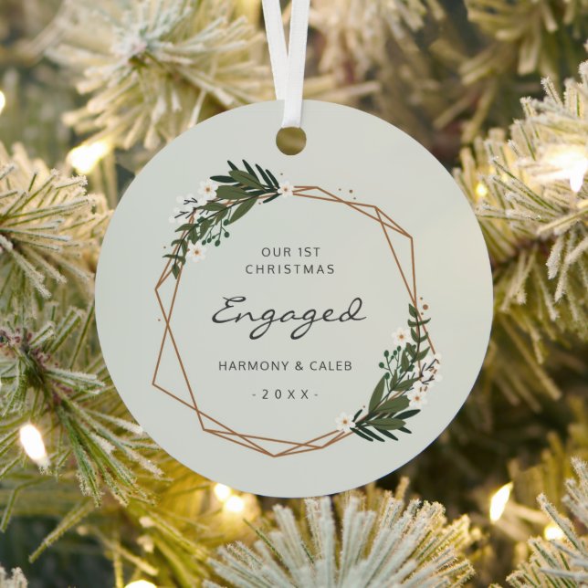 Ornement En Métal Photo géométrique moderne Notre premier Noël engag (Insitu)