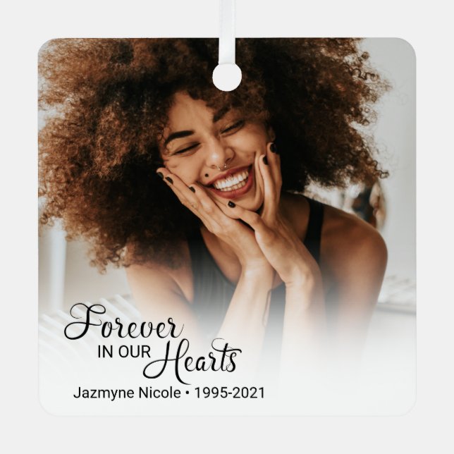 Ornement En Métal Photo Mémorial Pour Toujours Dans Nos Coeurs (Recto)