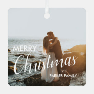 Ornement En Métal Photo moderne tendance Noël sombre Dusky Couple