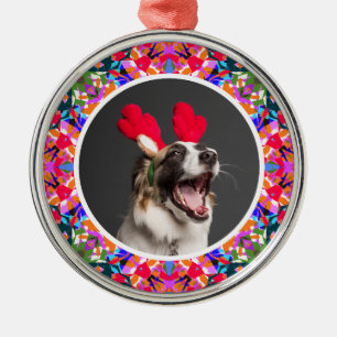 Ornement En Métal Photo personnalisée Chien de Noël Maman Maman Papa
