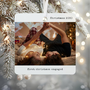 Ornement En Métal Photo personnalisée Notre premier Noël engagé