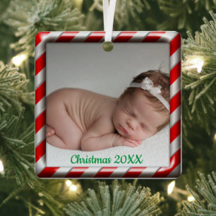 Ornement En Métal Photo personnalisée Trim Arbre Noël 20XX