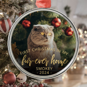 Ornement En Métal Photo pour animaux First Christmas Forever Home Sc
